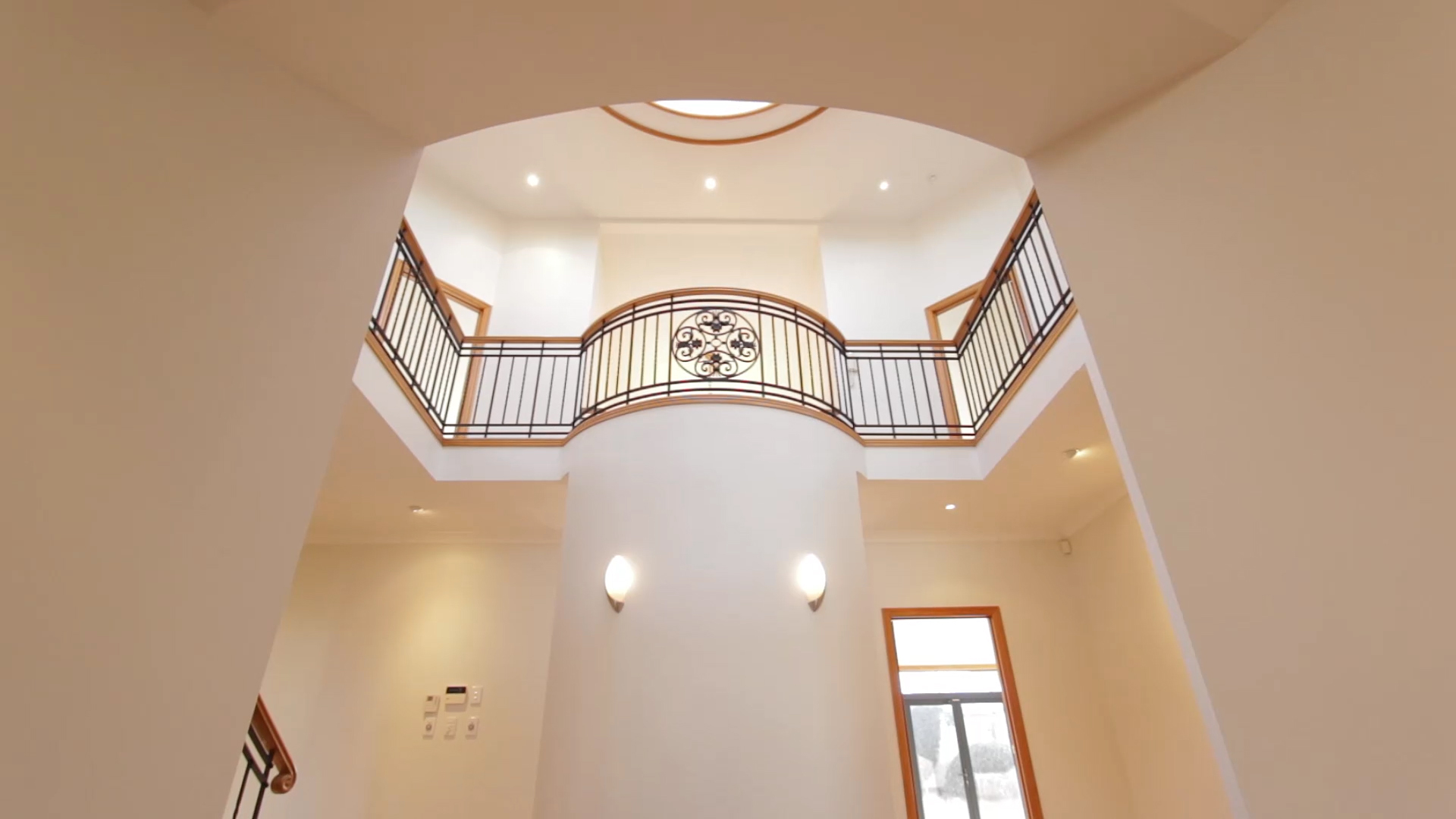 beautiful home, painting job done on high walls and ceiling, white paint, painter